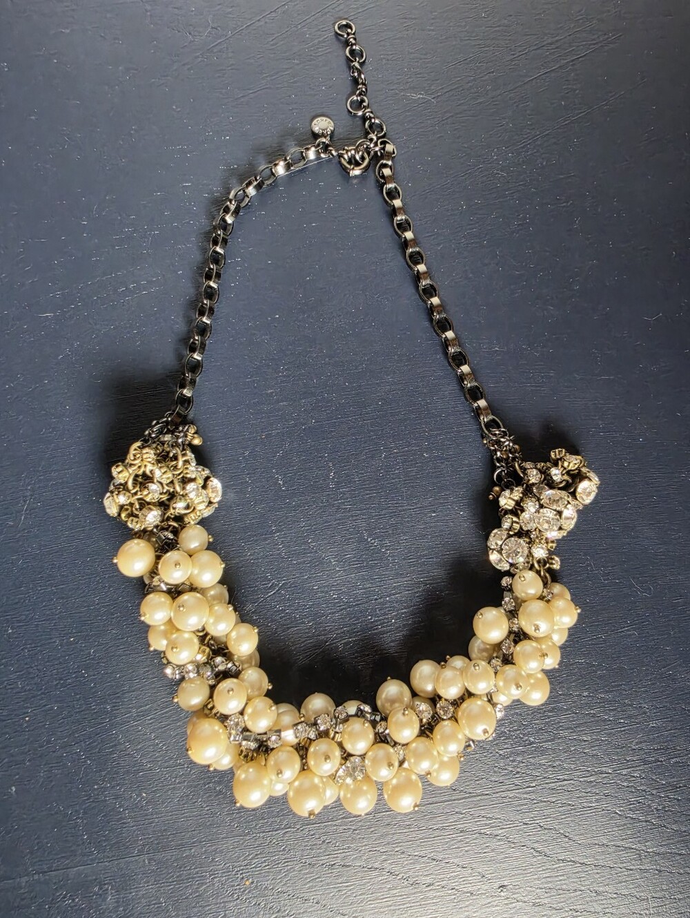 J Crew Pearl + Crystal Cluster Necklace
